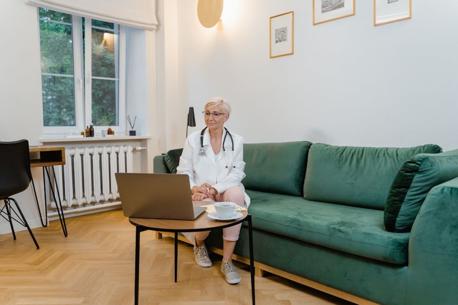 Lawyer attending confidential telehealth therapy session from home office