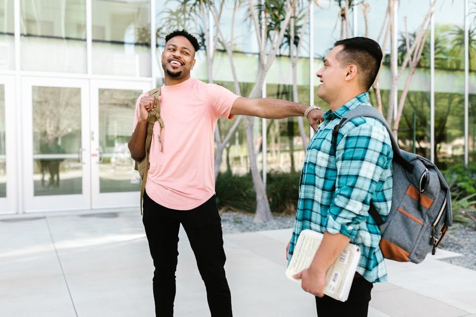 Therapeutic boarding school campus with students walking between academic buildings