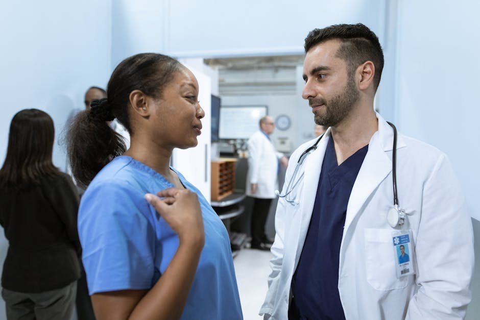 Hospital discharge planning conversation between neurologist and patient
