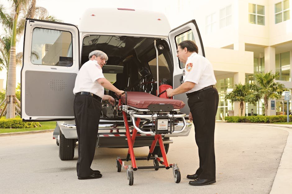 Hospital emergency room entrance with ambulance