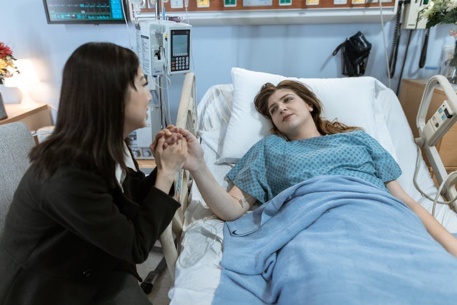 Family member sitting with hospitalized teen during eating disorder medical stabilization