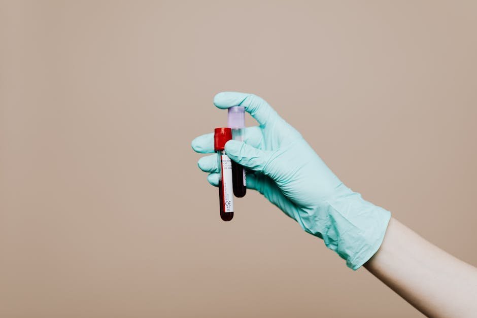 Lab tube containing blood sample for vitamin D level testing
