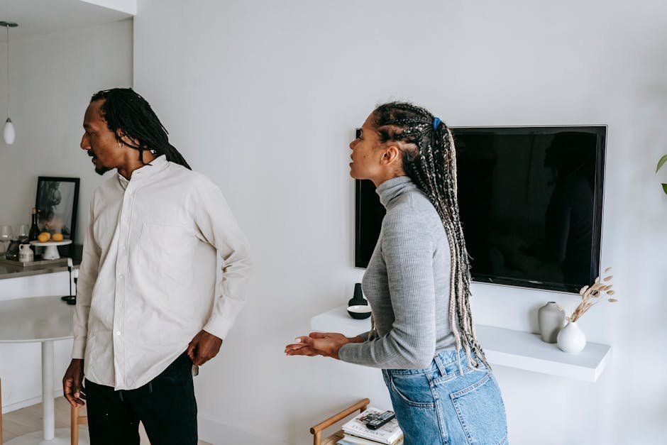 Couple having difficult conversation about marriage transition